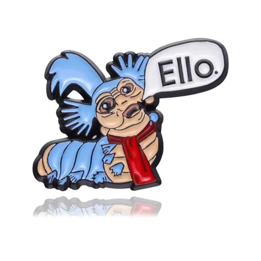 Labyrinth Worm Enamel Pin - Blue and Red